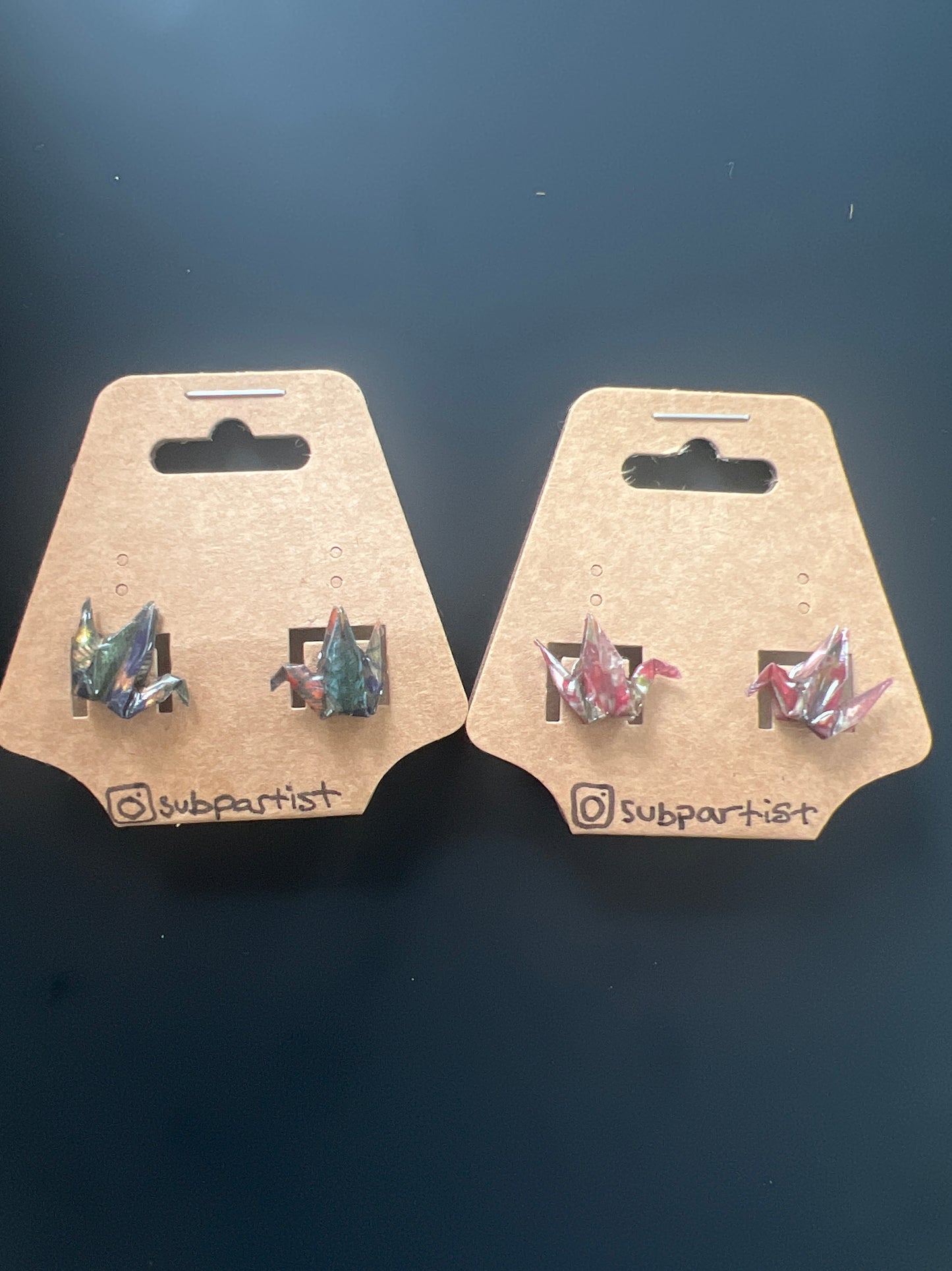 Origami crane studs