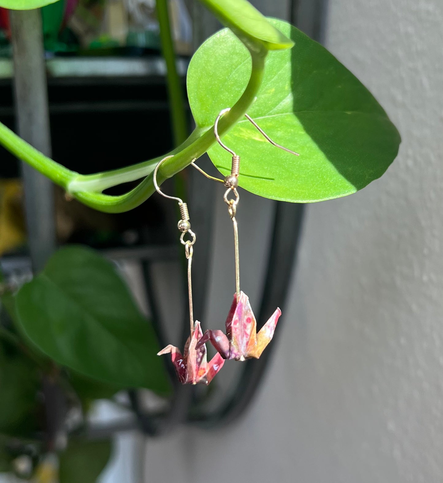 Origami crane earrings